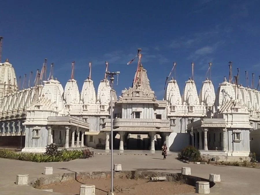 72 Jinalaya Mandvi, magnificent Jain temple complex with white marble architecture, sacred pilgrimage and heritage attraction in Kutch Gujarat.