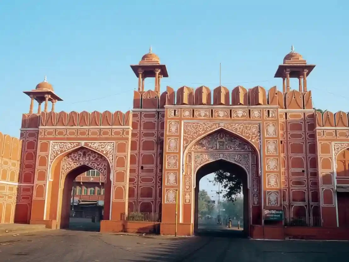 Ajmeri Gate Jaipur, historic pink sandstone city gate in Rajasthan, iconic heritage landmark and tourist attraction.