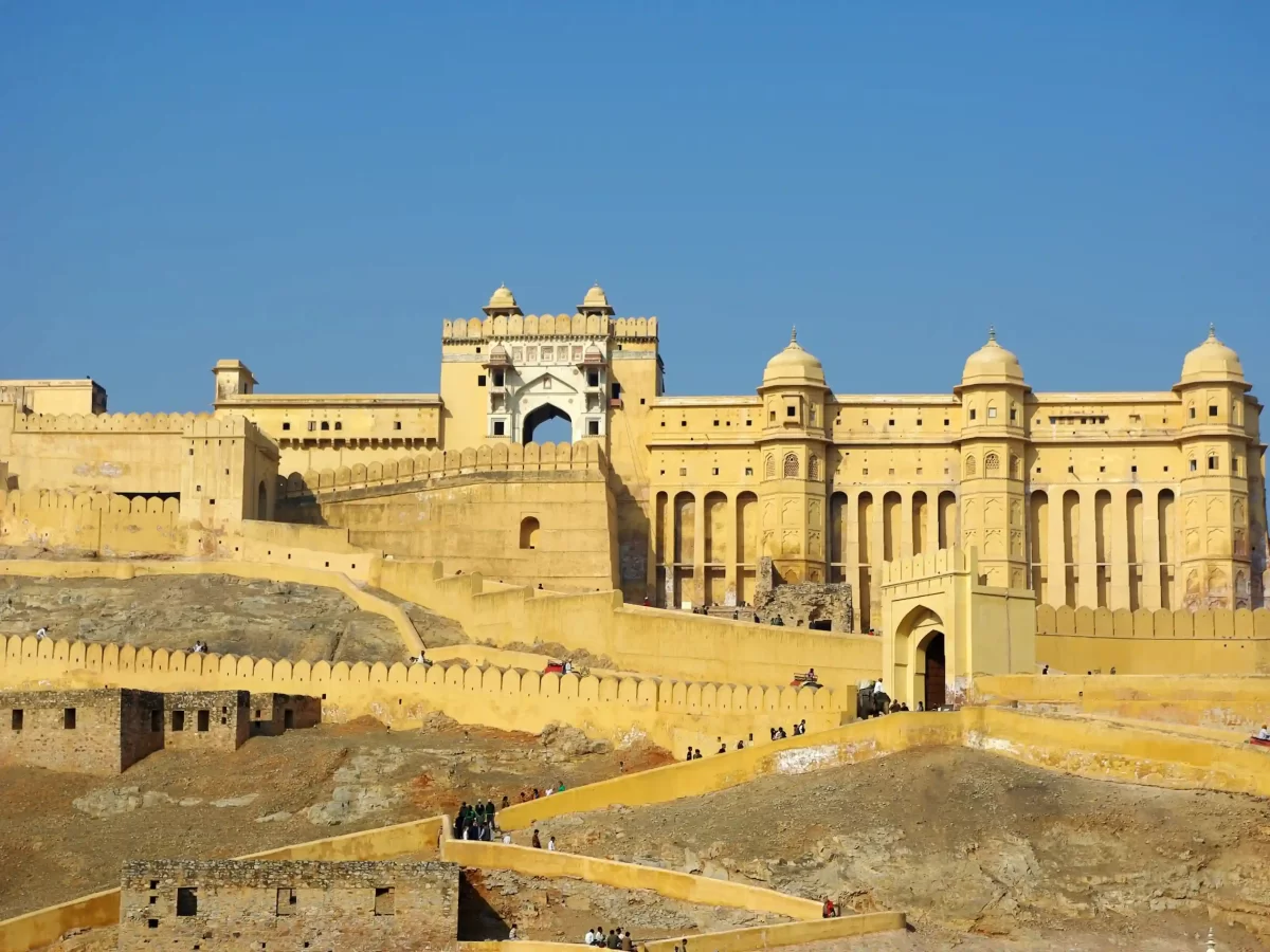 Amber Fort Jaipur, majestic Rajput hill fort in Rajasthan, UNESCO World Heritage Site and iconic tourist attraction.