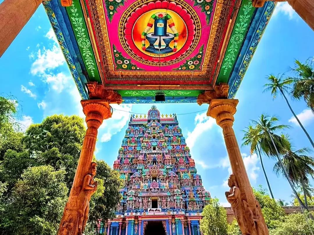 Arulmigu Jambukeswarar Temple, ancient Shiva temple in Thiruvanaikaval with colorful gopuram and Dravidian architecture