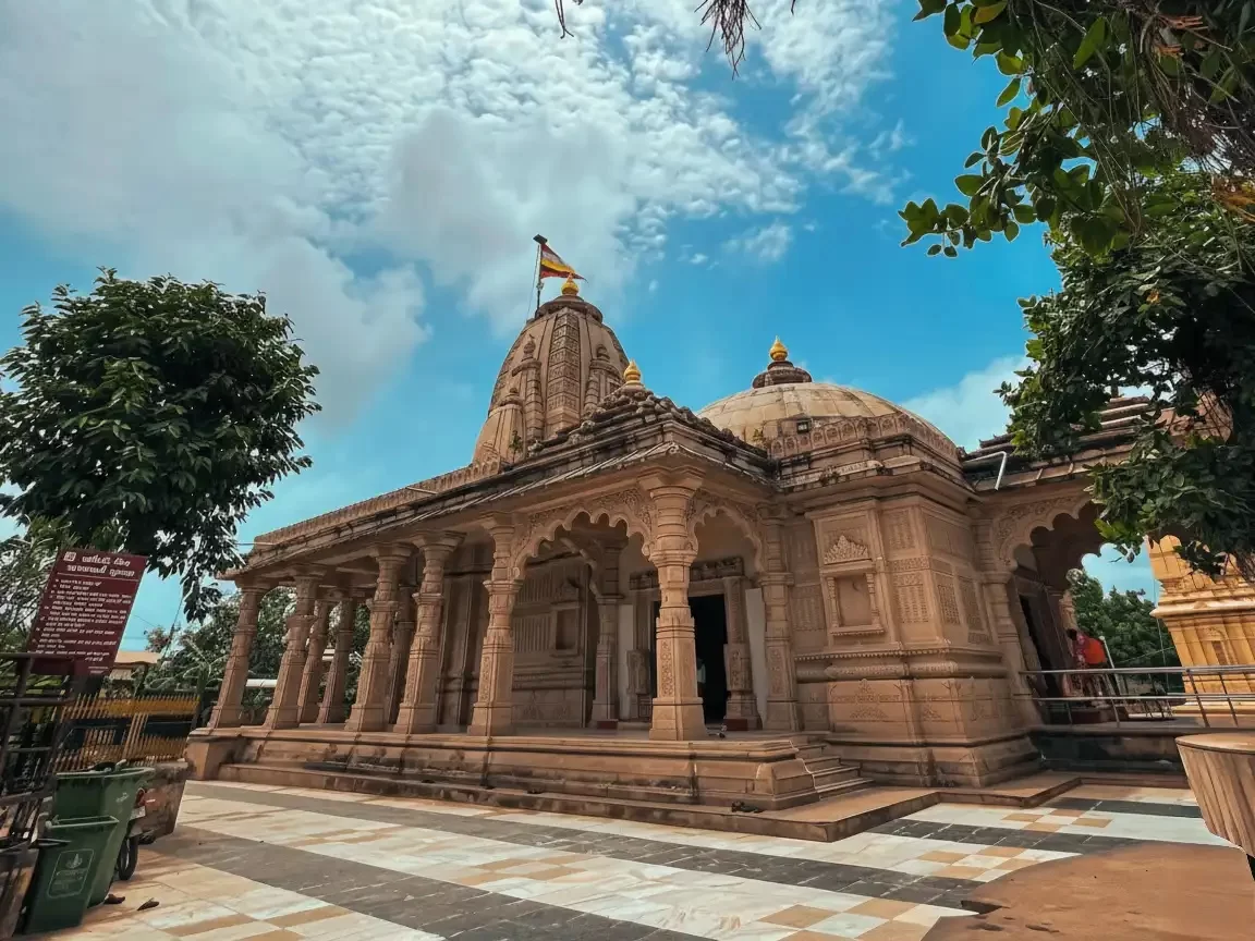 Bhalka Tirth Temple Somnath sacred Hindu pilgrimage site associated with Lord Krishna in Gujarat.