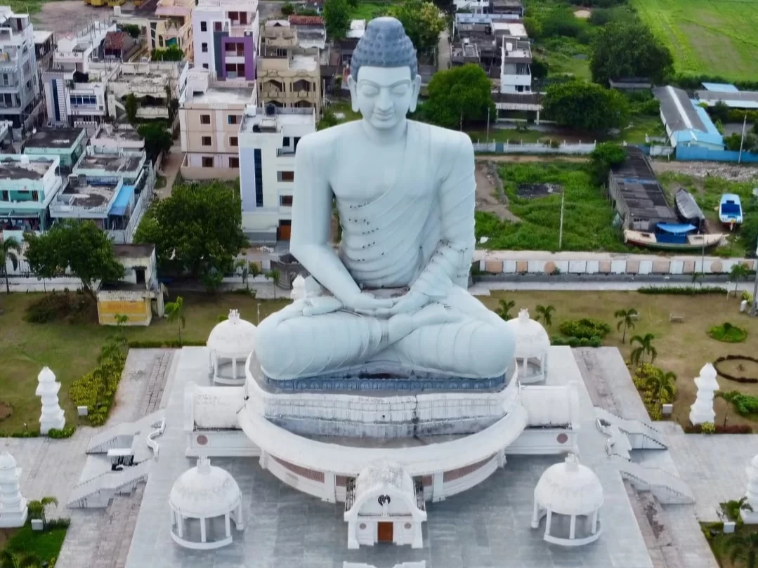 Dhyana Buddha Statue Amaravati giant meditation Buddha landmark and spiritual attraction in Andhra Pradesh tour packages.