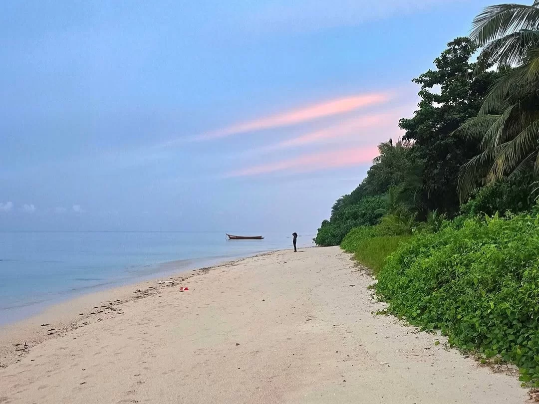 Govindnagar Beach, tranquil shoreline in Havelock Island, Andaman known for soft white sands, calm waters, and scenic sunsets.