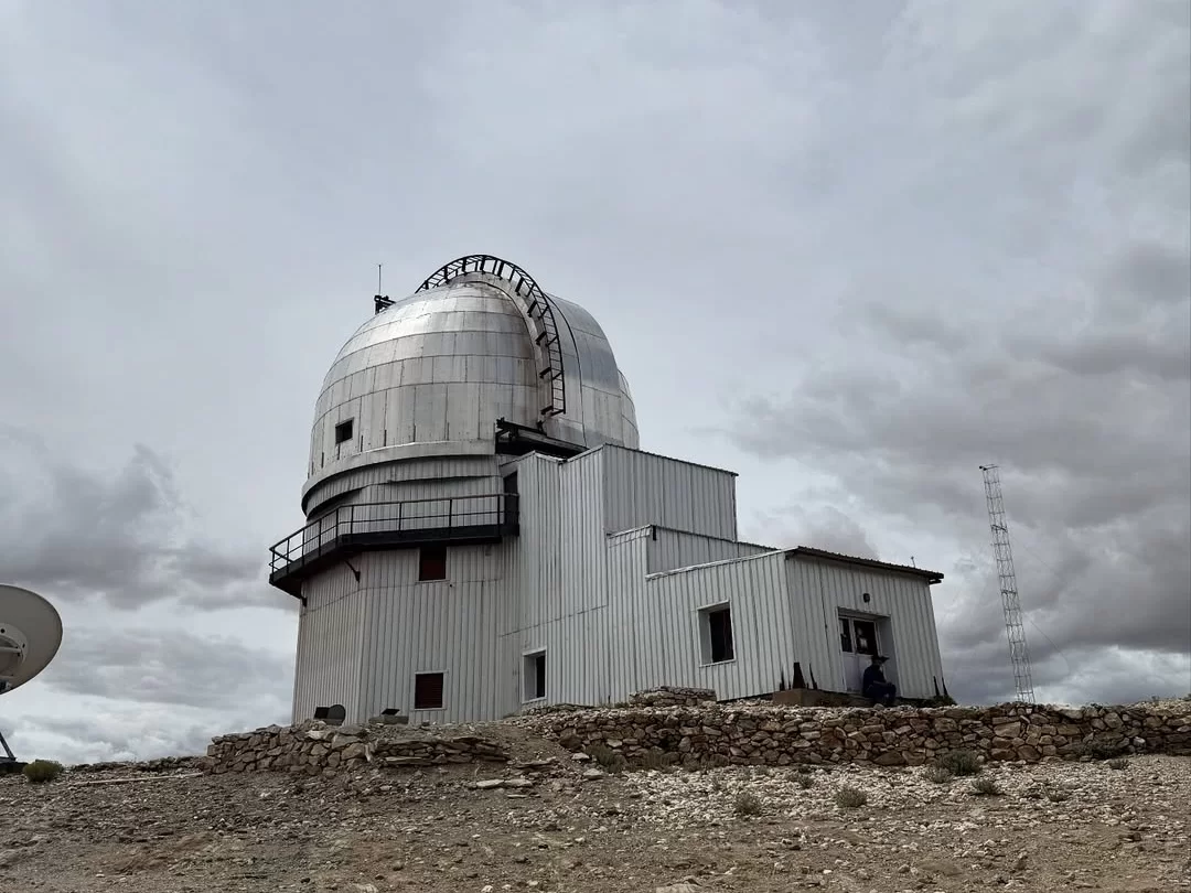 Hanle Indian Astronomical Observatory Ladakh Chandra telescope dome cloudy skies high desert antenna, IIA dark skies Himalayan astronomy research, perfect stargazing cosmic adventure package.