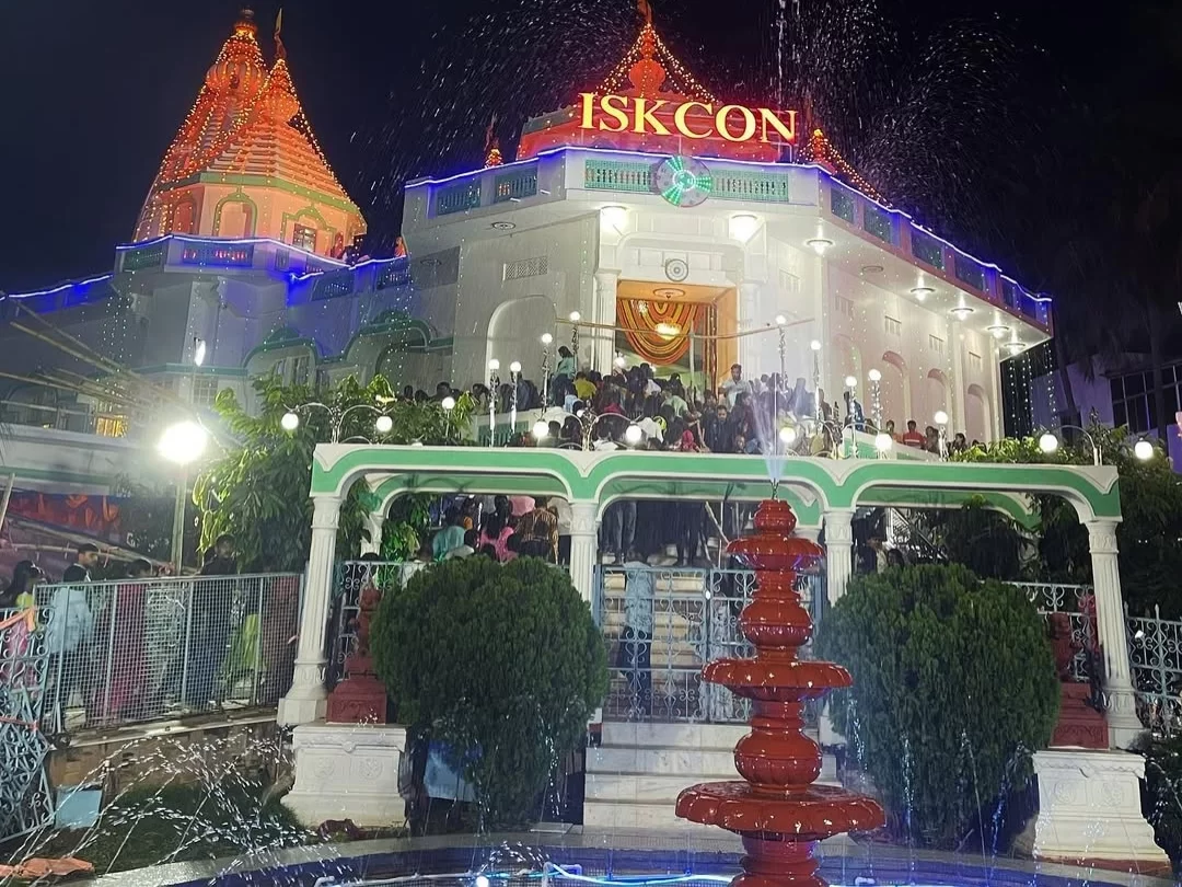 ISKCON Temple Bhubaneswar, grand Hare Krishna temple in Odisha known for vibrant festivals, devotional chants, and spiritual atmosphere.