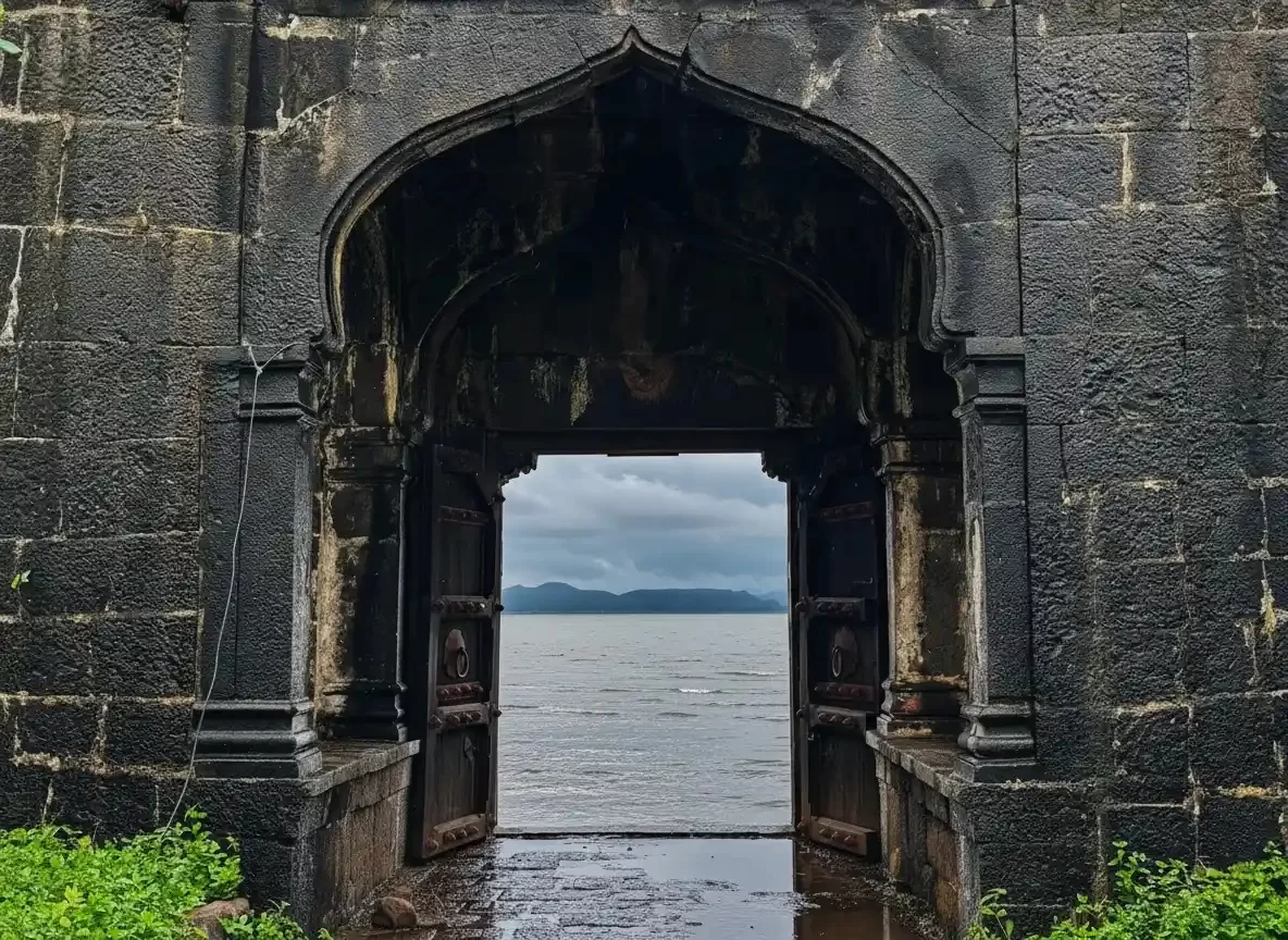 Kolaba Fort historic sea fort gateway view at Alibaug in Maharashtra tour packages