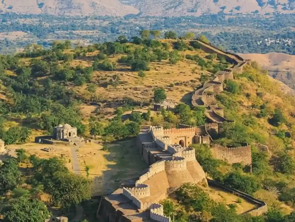 Kumbhalgarh Wildlife Sanctuary Rajsamand Lush Aravalli forest home to leopards sloth bears and ancient stone fort walls Rajasthan.