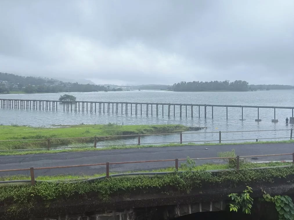 Lonavala Lake. Scenic monsoon lake in Lonavala with tranquil waters and lush green surroundings.