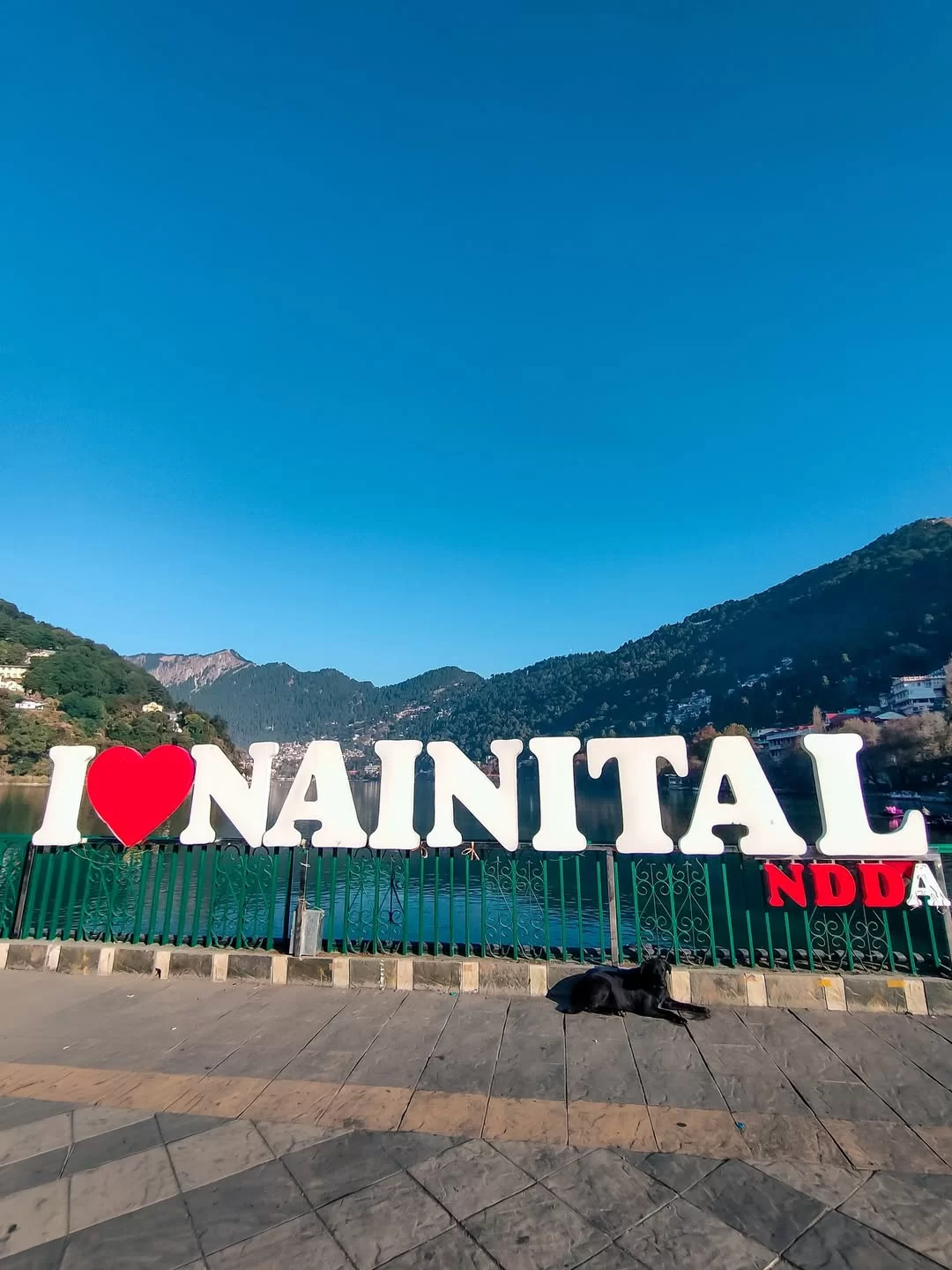 I Love Nainital sign near Naini Lake featured in Uttarakhand tour packages