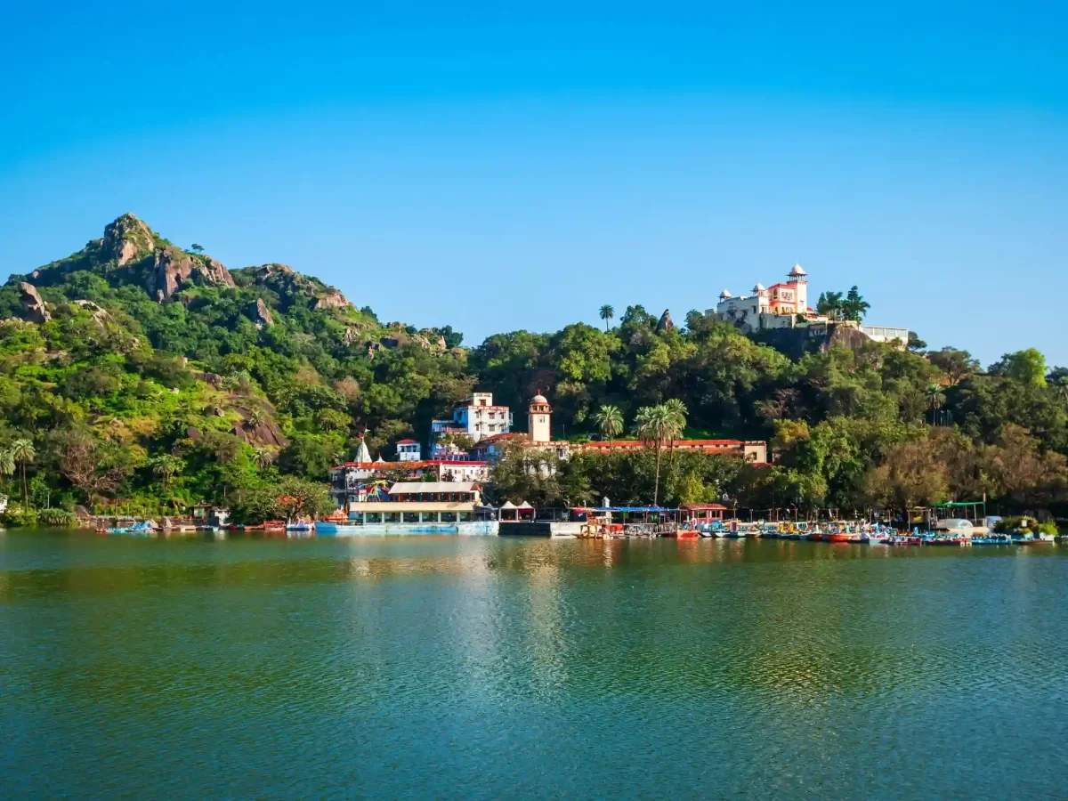Nakki Lake Mount Abu Sacred hill station lake surrounded by strange rock formations like Toad Rock Rajasthan.