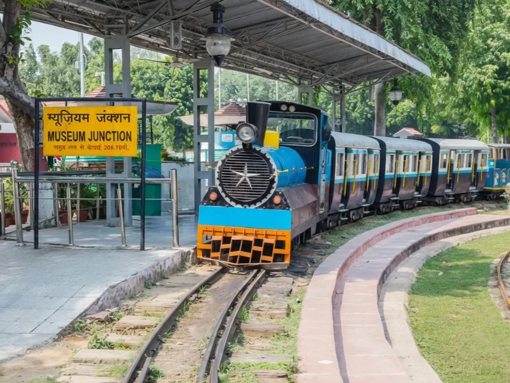 National Rail Museum Delhi, historic railway museum showcasing vintage trains and locomotives in India.