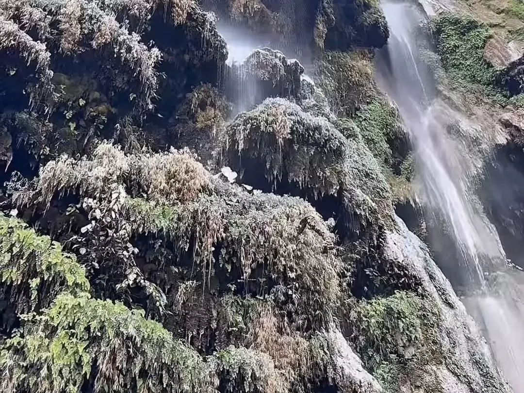Patna Waterfall Rishikesh scenic cascading waterfall over mossy rocks surrounded by lush forest greenery
