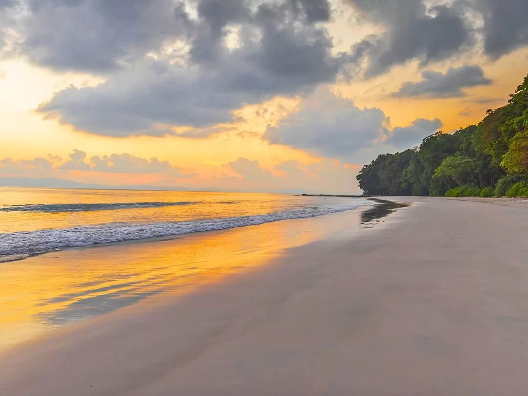 Ramnagar Beach, serene and unspoiled beach in Diglipur, Andaman known for golden sunsets, soft sands, and peaceful surroundings.