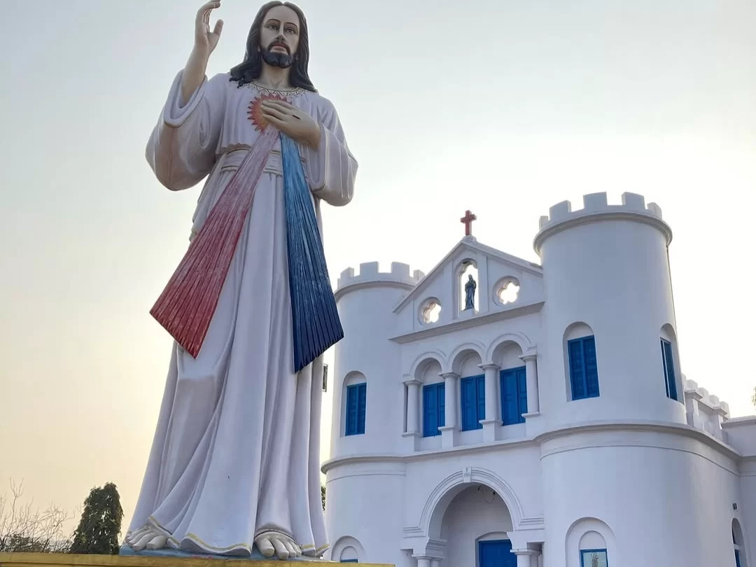 Ross Hill Church Visakhapatnam. Sacred Christian pilgrimage site with hilltop chapel and panoramic city and sea views.