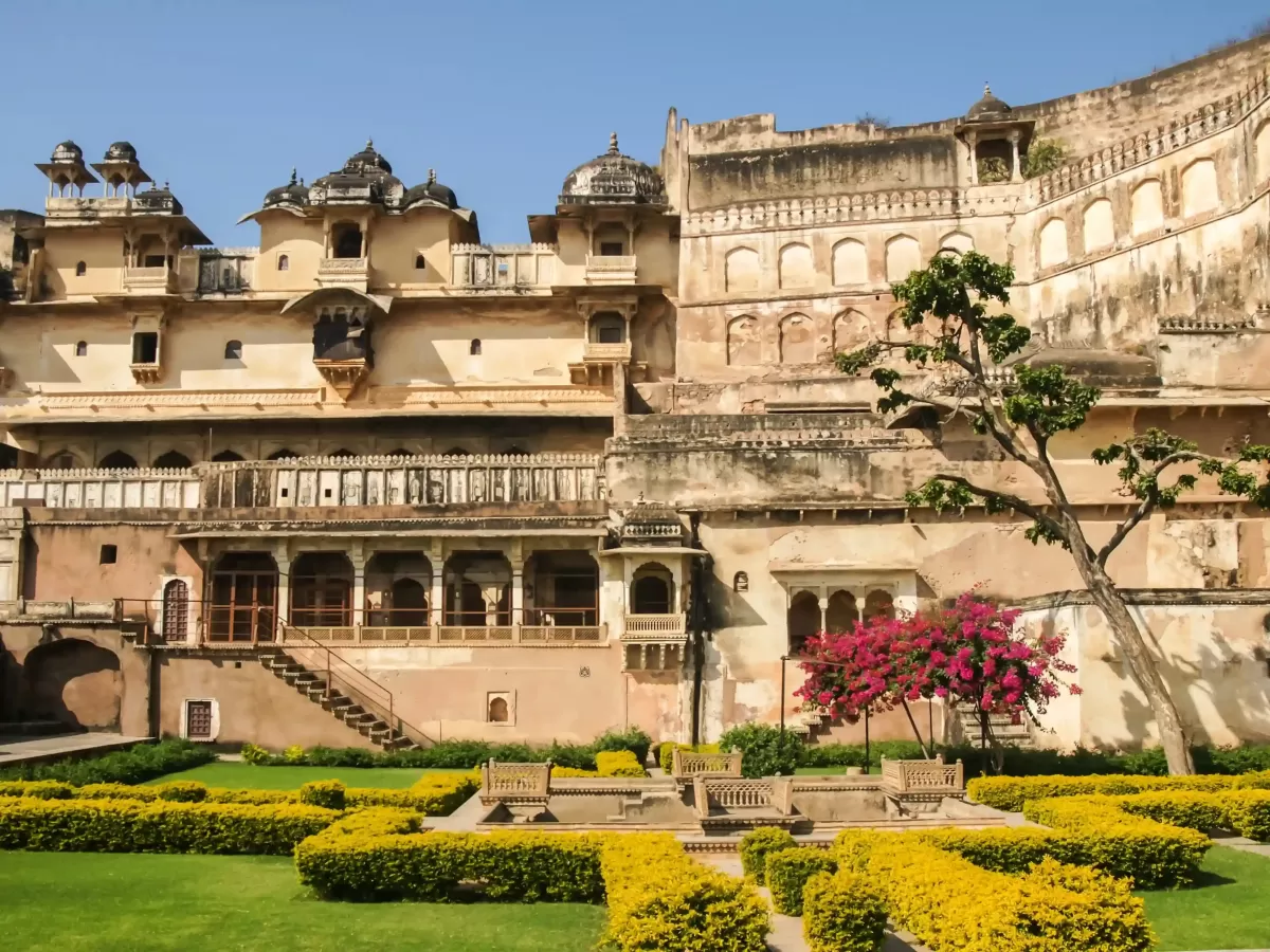 Taragarh Fort Ajmer Ornate 14th-century "Star Fort" perched on a steep hillside featuring massive battlements, ancient reservoirs, and a panoramic view of the city Rajasthan.