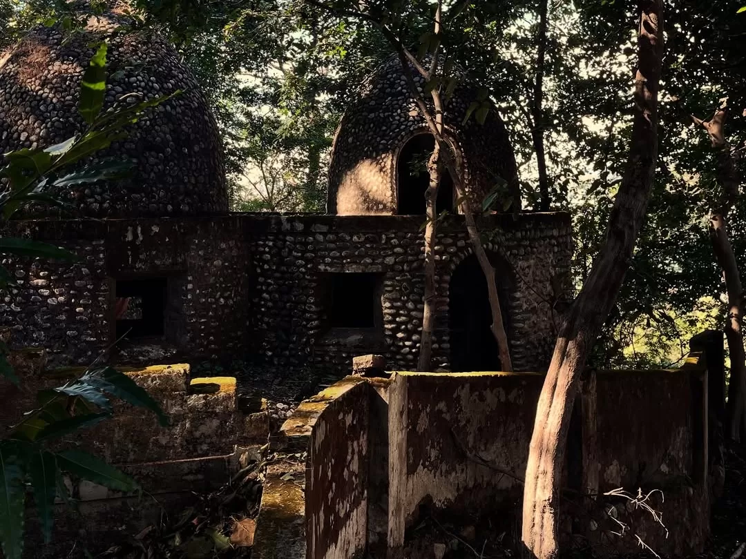 The Beatles Ashram Rishikesh abandoned Chaurasi Kutia meditation domes in Rajaji Tiger Reserve forest
