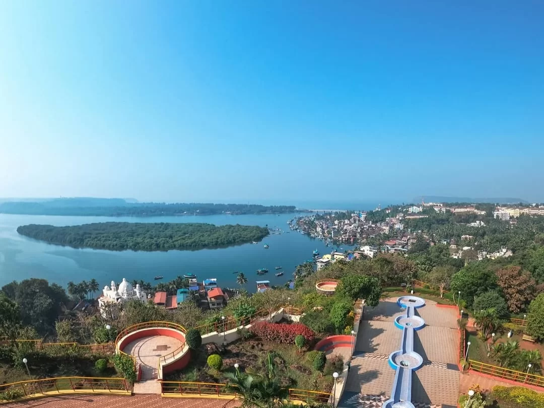 Panoramic view from Thiba Point in Ratnagiri, Maharashtra, overlooking the coastline, backwaters, and town landscape, a scenic attraction often included in Maharashtra tour packages.