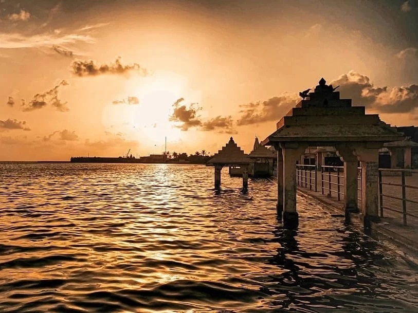 Triveni Sangam Somnath sacred confluence of three rivers and revered pilgrimage site in Gujarat.