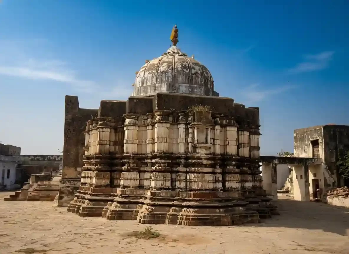 Varaha Temple Pushkar Ancient 12th-century stone shrine dedicated to the third avatar of Lord Vishnu, featuring massive carved pillars and a striking white dome Rajasthan.