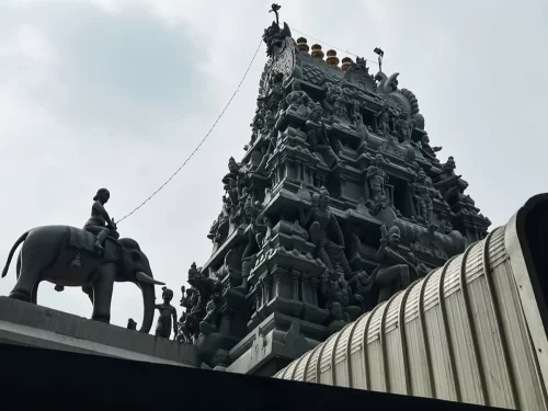 Arulmigu Eachanari Vinayagar Temple, famous Ganesh temple in Coimbatore with ornate Dravidian gopuram architecture