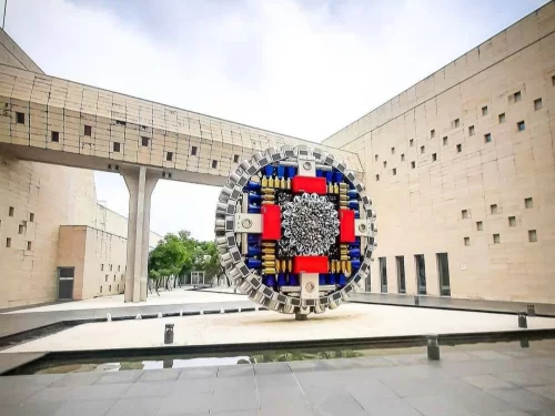  Bihar Museum Patna modern architecture with contemporary art installation courtyard view 