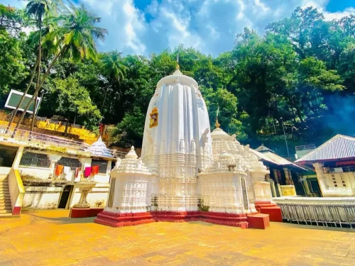 Chandrashekhar Mahadev Temple, sacred Shiva temple in Bhubaneswar, Odisha nestled amid lush greenery and spiritual ambiance.