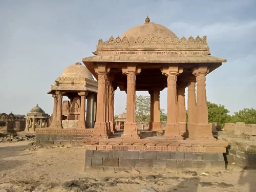 Chhatardi Bhuj, historic royal cenotaphs in Kutch Gujarat, sandstone heritage monument and architectural landmark.