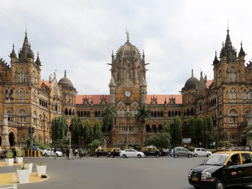 Chhatrapati Shivaji Maharaj Terminus. UNESCO World Heritage railway station in Mumbai with Victorian Gothic architecture.