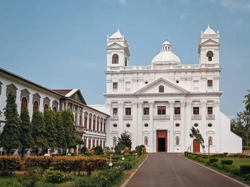 Church of St. Cajetan Old Goa grand white baroque church with dome and colonial Portuguese architecture