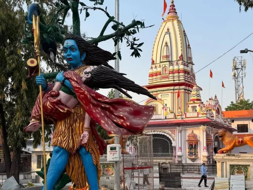 Daksha Mahadev Temple Kankhal Haridwar ancient Shiva temple with colorful statue and sacred Hindu architecture
