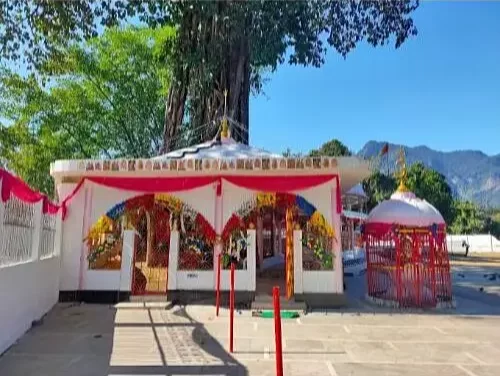 Dangaria Baba Shiva Temple in Arunachal Pradesh surrounded by scenic hills and sacred banyan tree