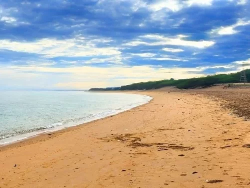 Dunny Point Bet Dwarka, serene beach on Beyt Dwarka island Gujarat, untouched Arabian Sea coastline and peaceful tourist spot.