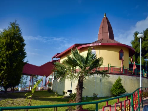 Hanuman Tok Gangtok Sikkim during clear skies, featuring hilltop temple gardens mountain views, perfect spiritual sunrise experience Sikkim tour package.