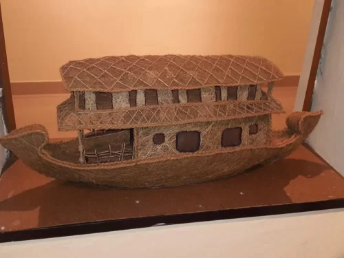 International Coir Museum, Alappuzha Kerala traditional coir houseboat model made from coconut fiber