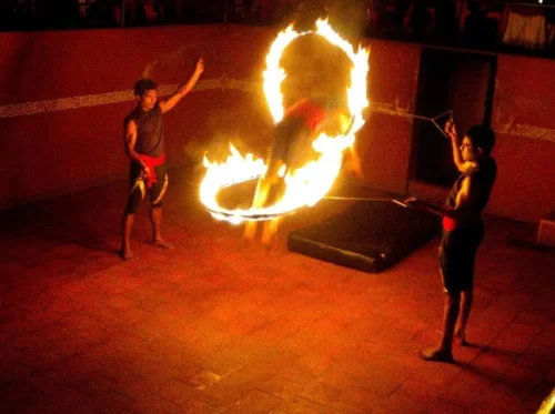 Kadathanadan Kalari Centre in Thekkady, traditional Kalaripayattu martial arts and fire performance in Kerala.