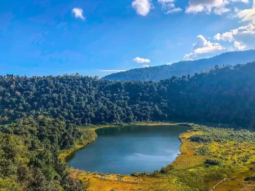 Khecheopalri Lake Sikkim sacred Buddhist lake surrounded by lush forest and serene Himalayan landscape