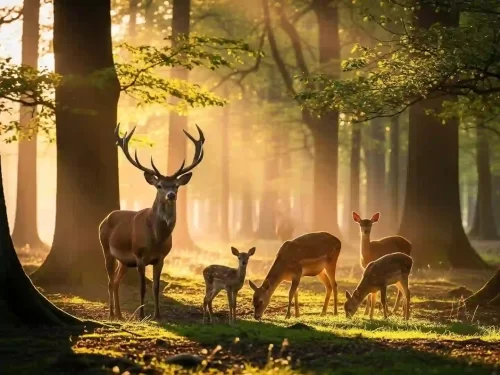 Kisli Zone Kanha National Park barasingha deer herd in forest landscape in Madhya Pradesh tour packages