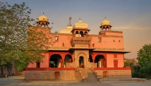 Laleshwar Mahadev Mandir Bikaner Ancient red sandstone temple dedicated to Lord Shiva with an underground cave Rajasthan.