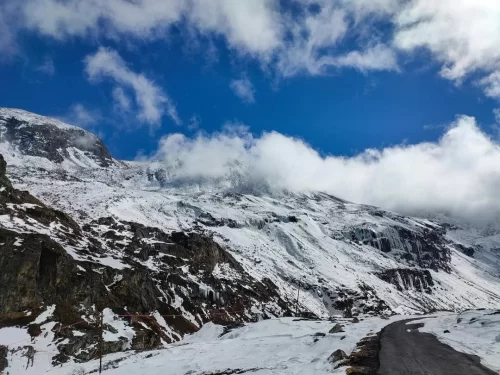 Mount Katao North Sikkim snow covered Himalayan mountain near Lachung with scenic high altitude views
