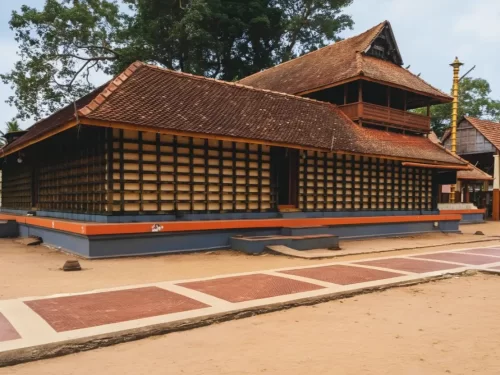 Mullakkal Rajarajeshwari Temple in Alappuzha, ancient Kerala temple with traditional wooden architecture.