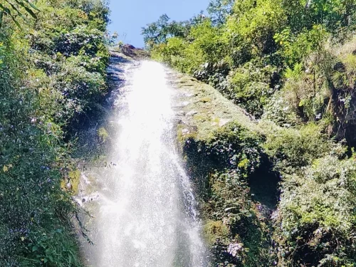 Nichiphula Waterfall in Arunachal Pradesh cascading through lush greenery near Bomdila in West Kameng