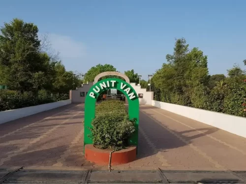 Punit Van Gandhinagar, unique botanical garden in Gujarat featuring zodiac-themed plants and lush green landscapes.