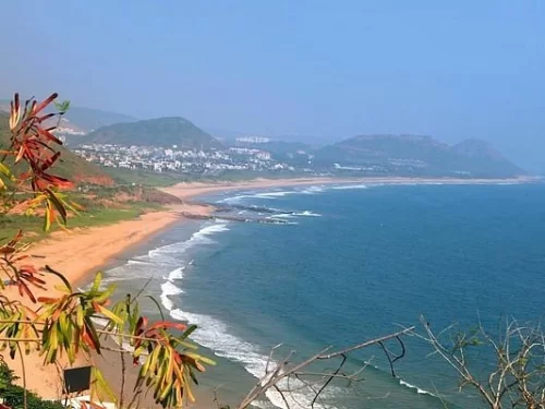 Ramakrishna Beach, scenic Visakhapatnam coastline with golden sands and Bay of Bengal views in Andhra Pradesh.
