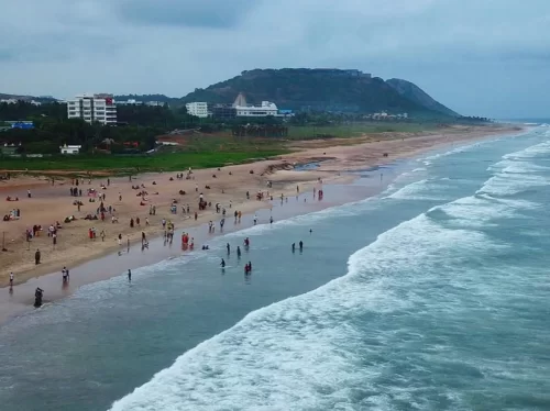 Sagar Nagar Beach Visakhapatnam. Peaceful coastal stretch known for scenic views, clean shoreline, and relaxing seaside atmosphere.