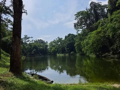 Sally Lake peaceful freshwater lake surrounded by lush greenery and calm natural beauty in Arunachal Pradesh Tour Package.
