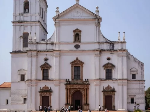 Se Cathedral Old Goa grand white Portuguese cathedral with baroque facade and historic church architecture