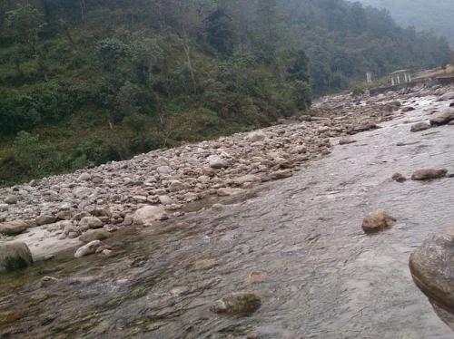 Sewaro Rock Garden Sikkim riverside park with rocky riverbed and scenic forest surroundings