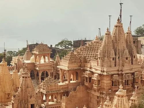 Shatrunjaya Hill, sacred Jain pilgrimage site in Palitana Gujarat, ancient temple complex and spiritual heritage landmark.