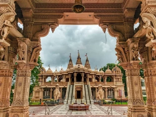 Shree Swaminarayan Temple BAPS Vadodara magnificent Hindu temple with intricate marble carvings in Gujarat.