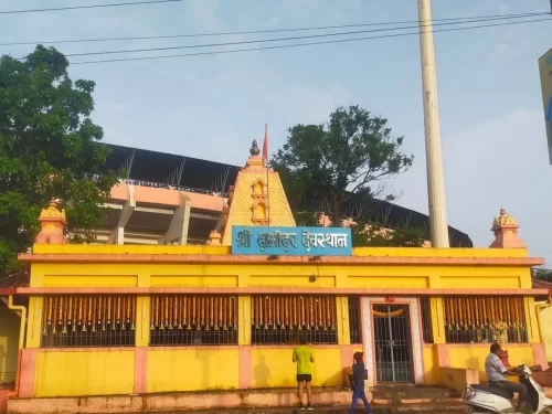 Shri Damodar Temple Margao Goa historic Hindu temple dedicated to Lord Damodar with vibrant yellow facade